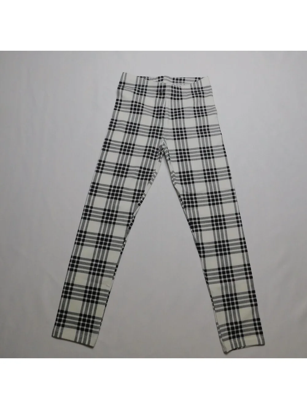 Cat & Jack Girls Plaid Leggings Size 5T Black White Checkered Stretch Pants